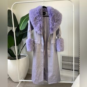 Nasty Gal fur trim belted faux leather coat